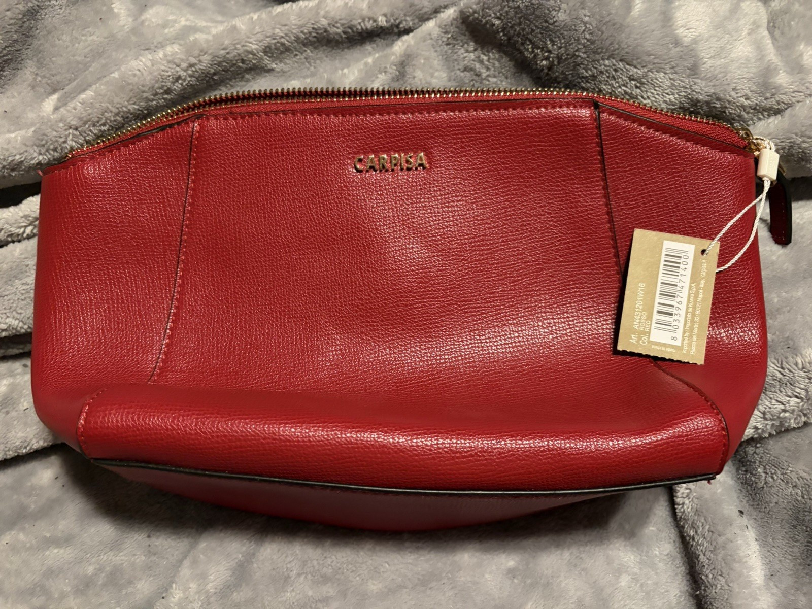 Carpisa Red Zip Clutch Pouch Organizer Bag NWT Italian Brand AN431201W16