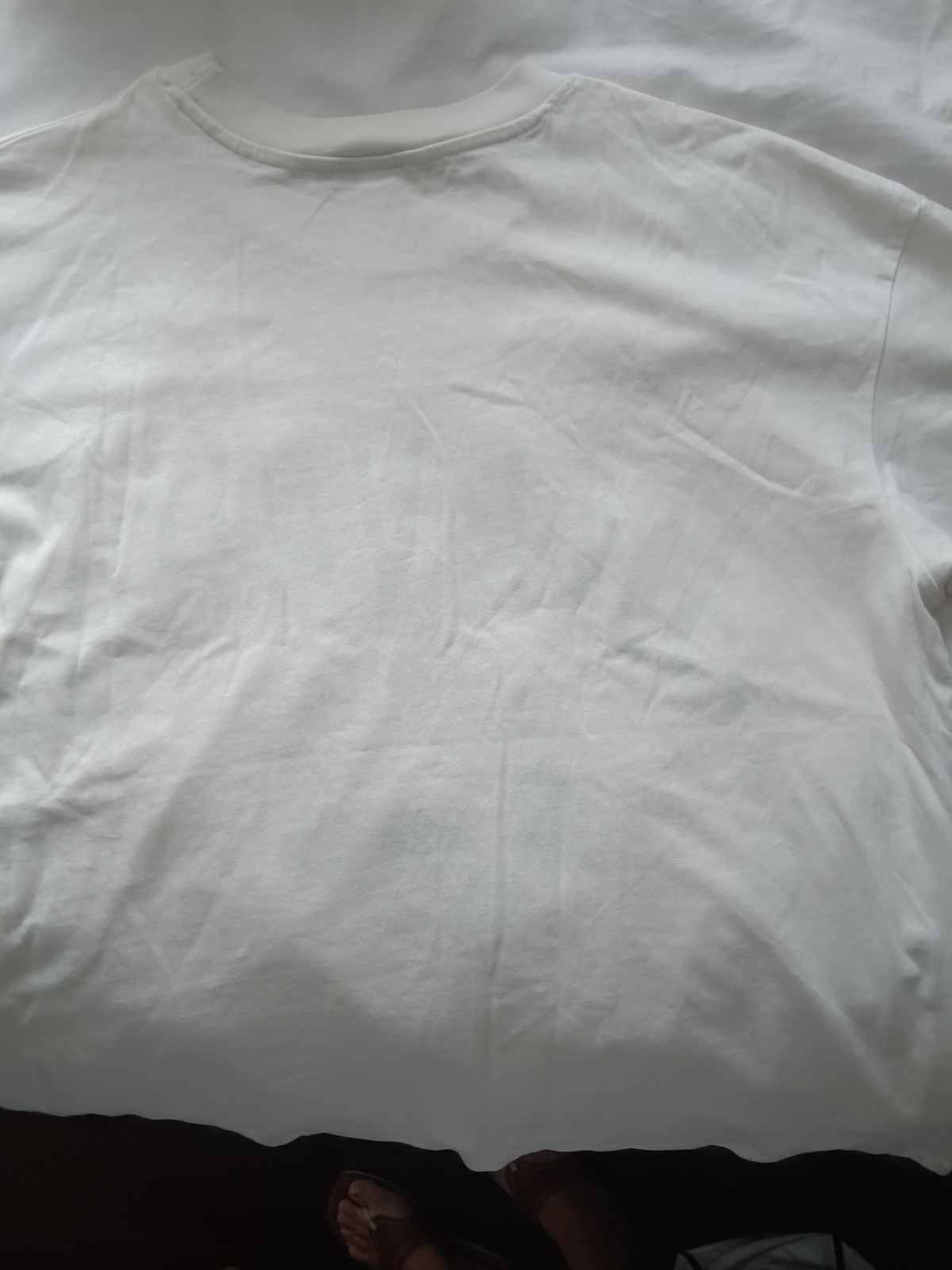 H&M Cream color Cotton Knit Harvard Graphic Logo Crew Neck Short Sleeve Tee