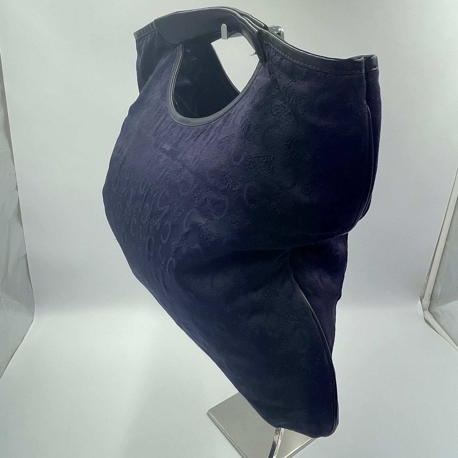 CELINE C Macadam Canvas Hand Bag Navy Auth Japan Vintage 714