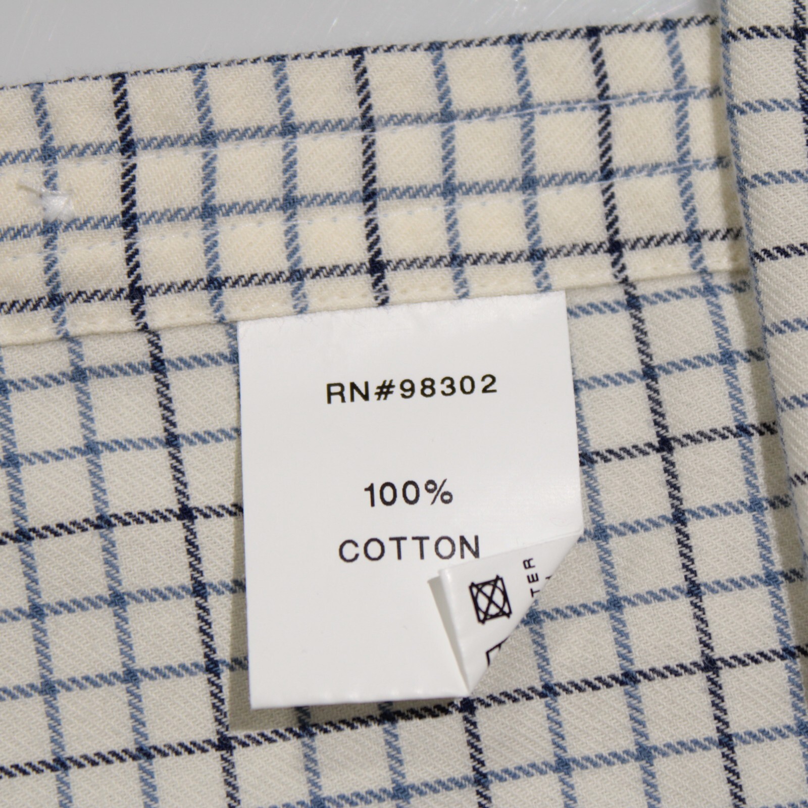 GMF NWOT Dress Shirt Size 44 17.5 in White with Blue Check 100% Cotton
