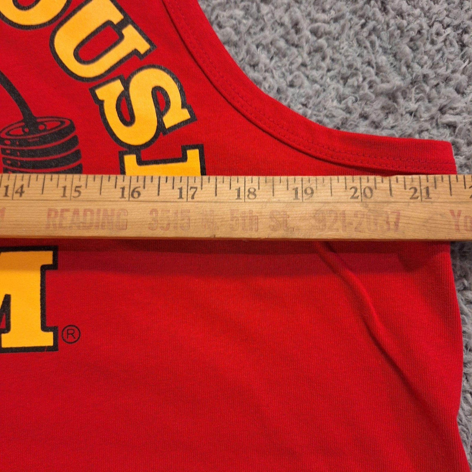 Powerhouse Gym Tank Top Mens Large Red Logo Bodybuilding Stringer Racerback