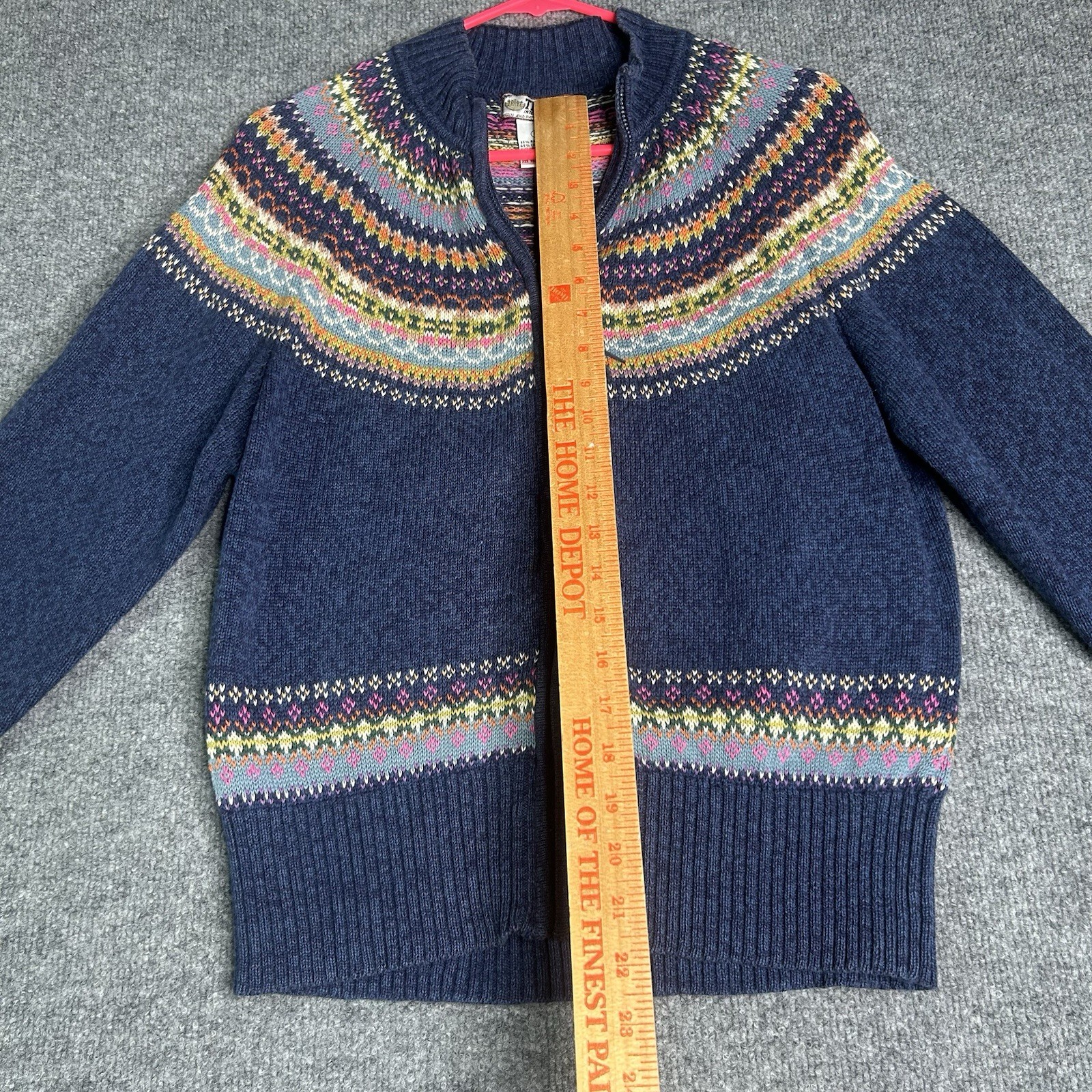 Tiara International Full Zip Knit Cardigan Size Large Multicolor Fair Isle