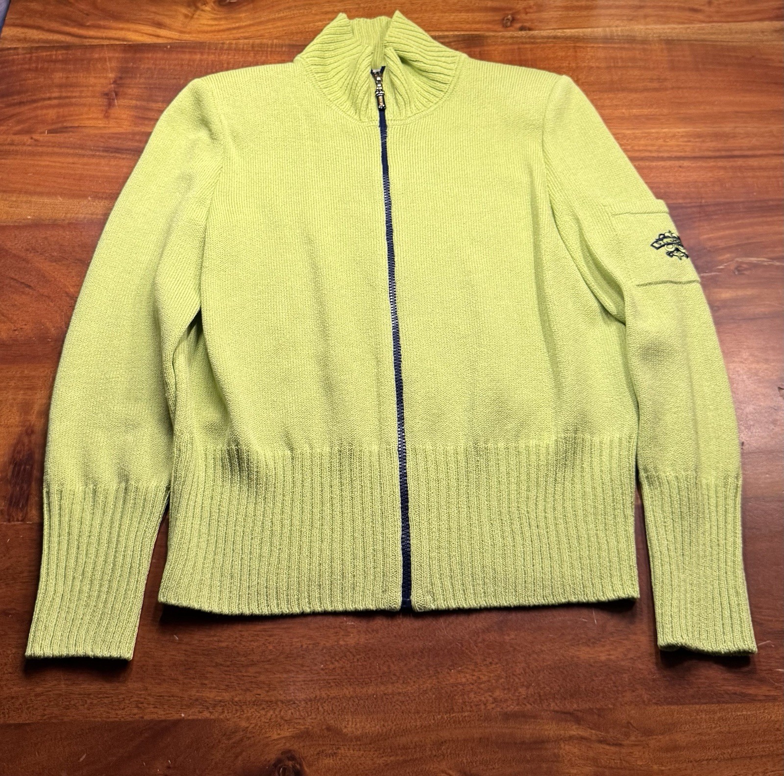 St. John Sport Women’s Lime Green Full Zip Knit Wool Blend Jacket Sz Small