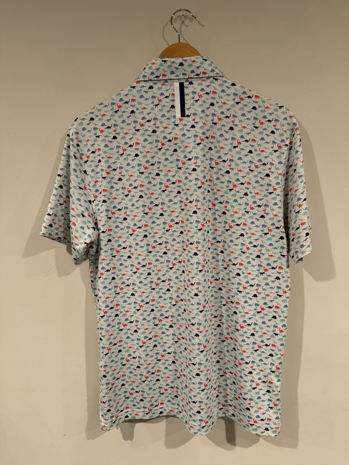 Rhoback Short Sleeve Performance Polo Shirt Mens Small All Over Dinosaur Print
