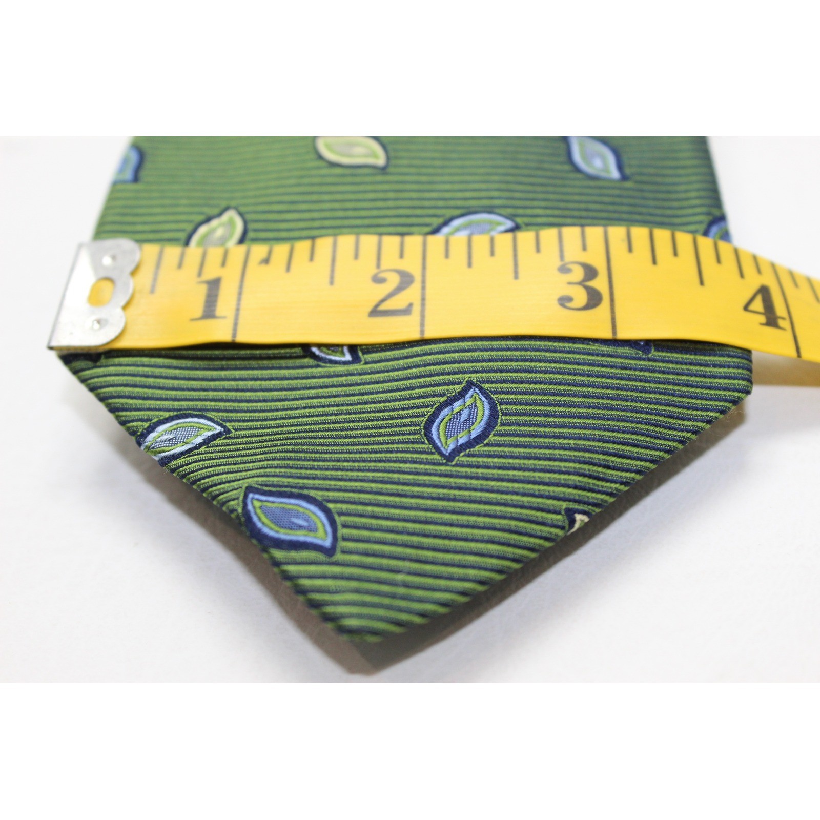 Corporate Image Tom James Mens Silk Tie Green Leaf Pattern USA Made Necktie