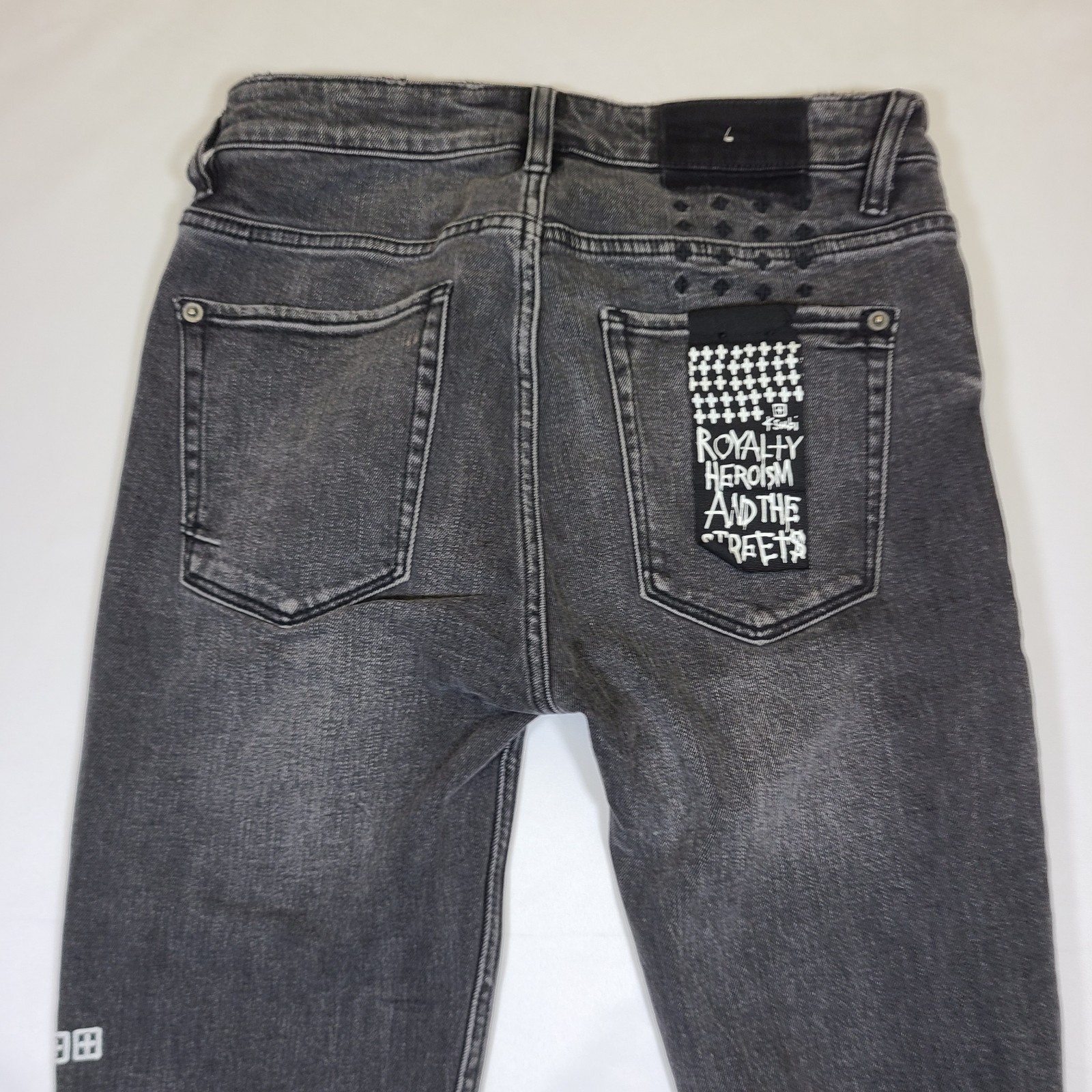 E1 Ksubi Jeans Van Winkle Mash Up 001 Black Skinny Distressed Grunge Men 30×32