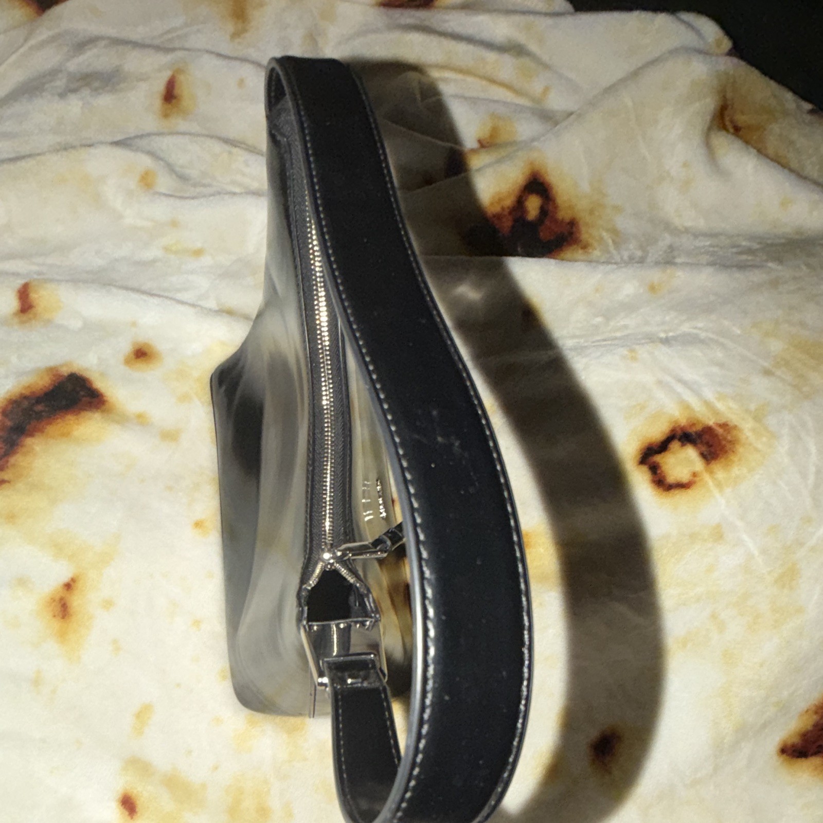 Vintage Calvin Klein Black Solid Shoulder Bag Zip Closure Silver Hardware