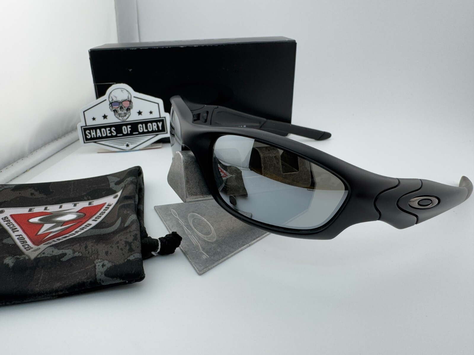 OAKLEY STRAIGHT JACKET MATTE BLACK SILVER POLARIZED GALAXY AFTERMARKET SUNGLASS