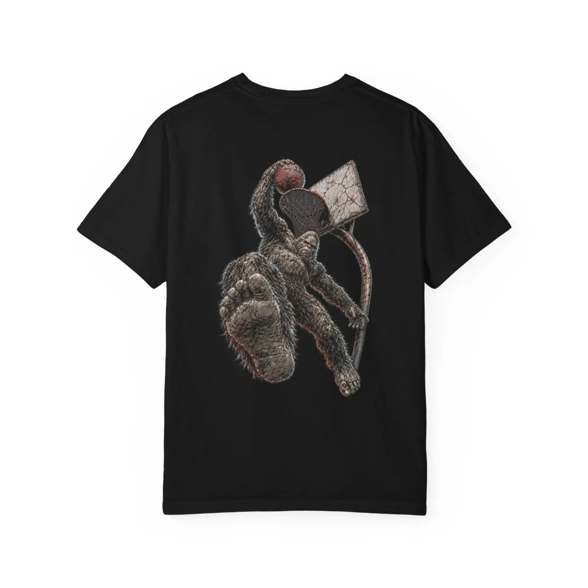 Serial Bloom Bigfoot Basketball Back Print Graphic T-Shirt Black Unisex