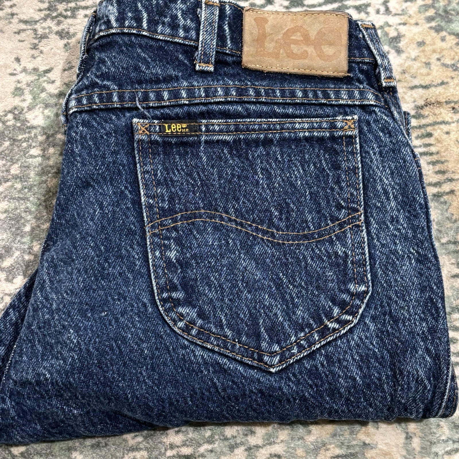 Vintage Lee Stone Washed Blue Jeans 33X31 Made In USA