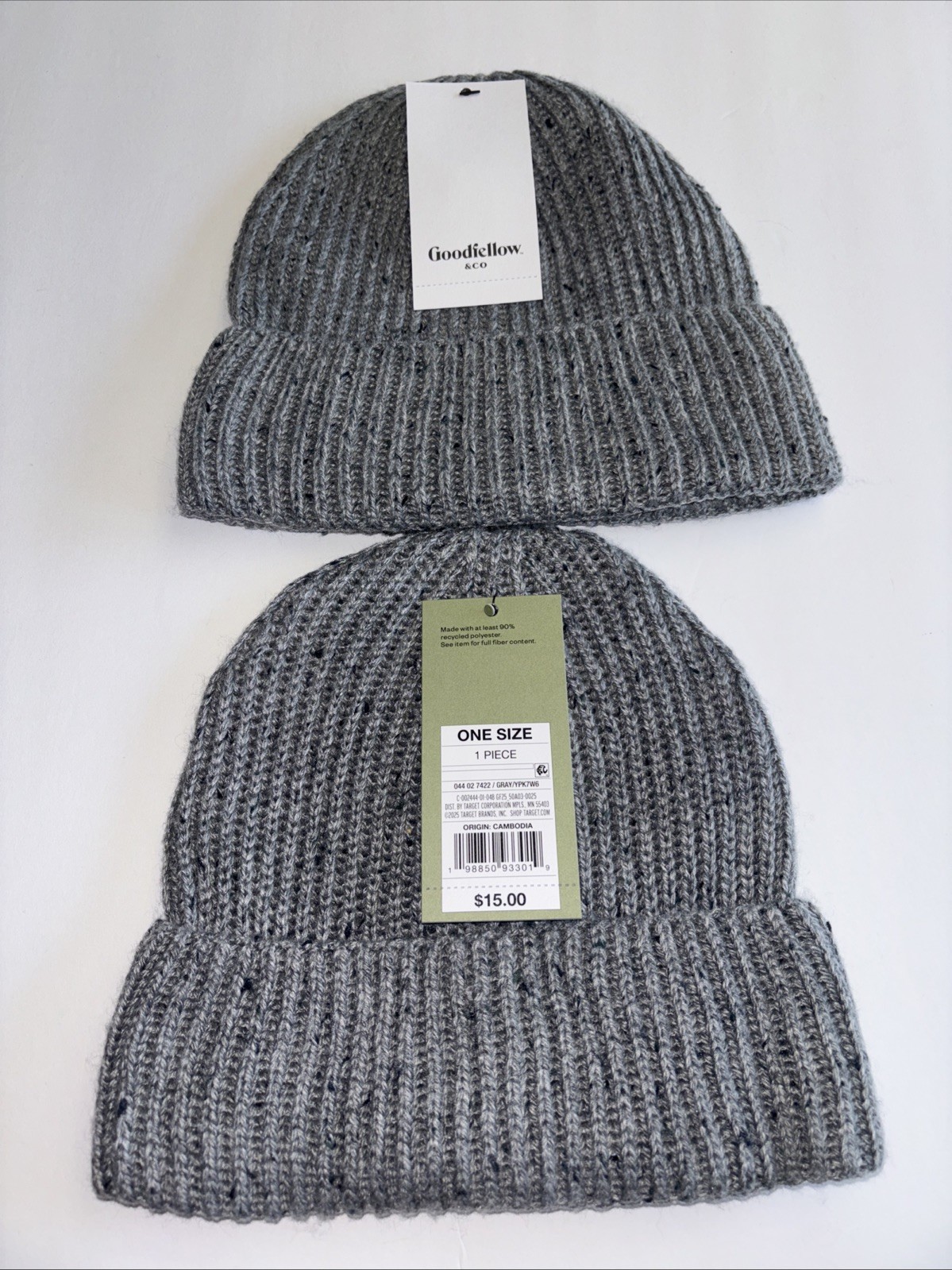2x Knit Beanie Goodfellow & Co BRAND NWT 100% Recycled Polyester NWT