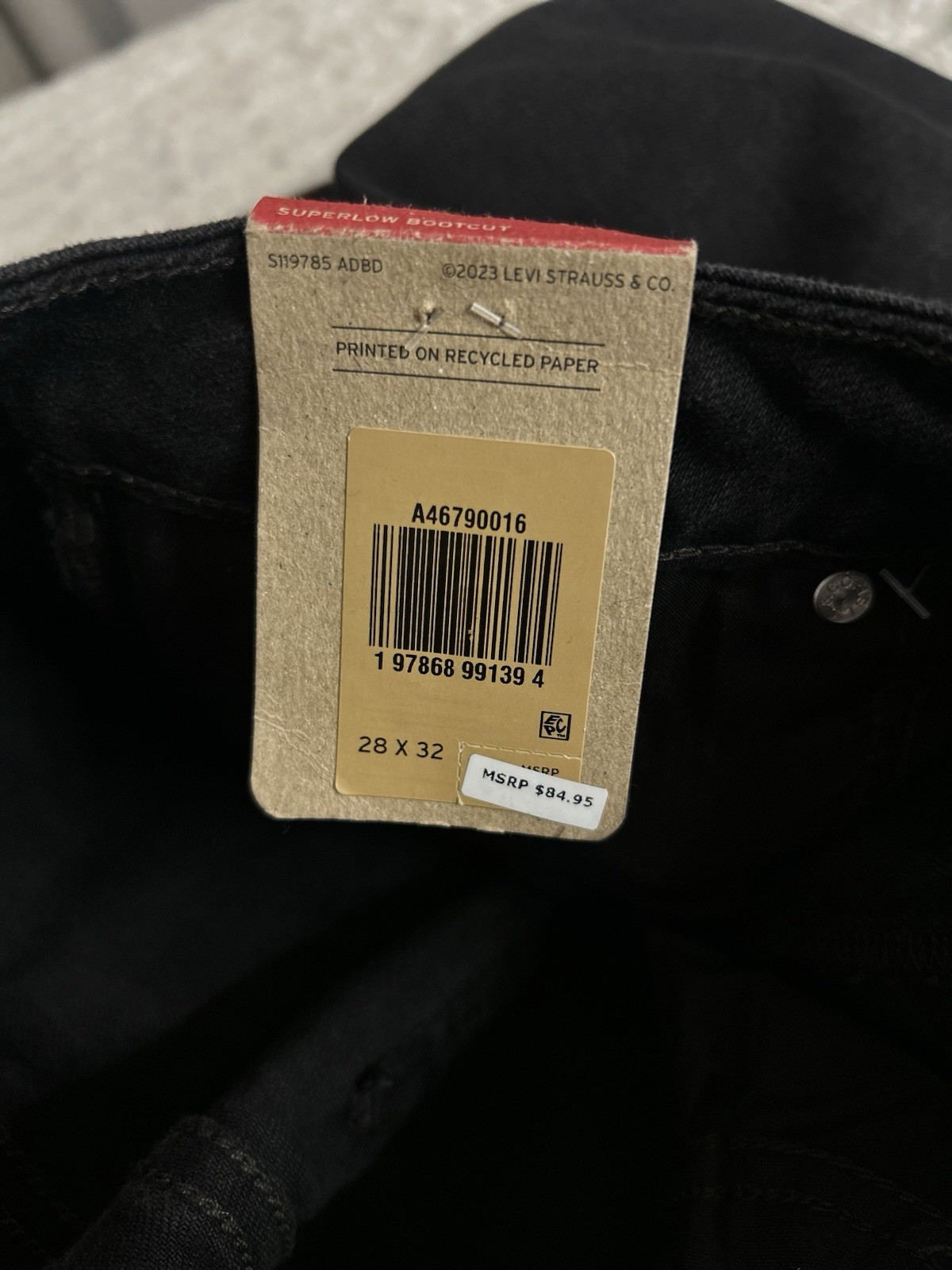 Levis Superlow Bootcut Jeans Womens 28×32 Black Low Rise Stretch Denim NEW