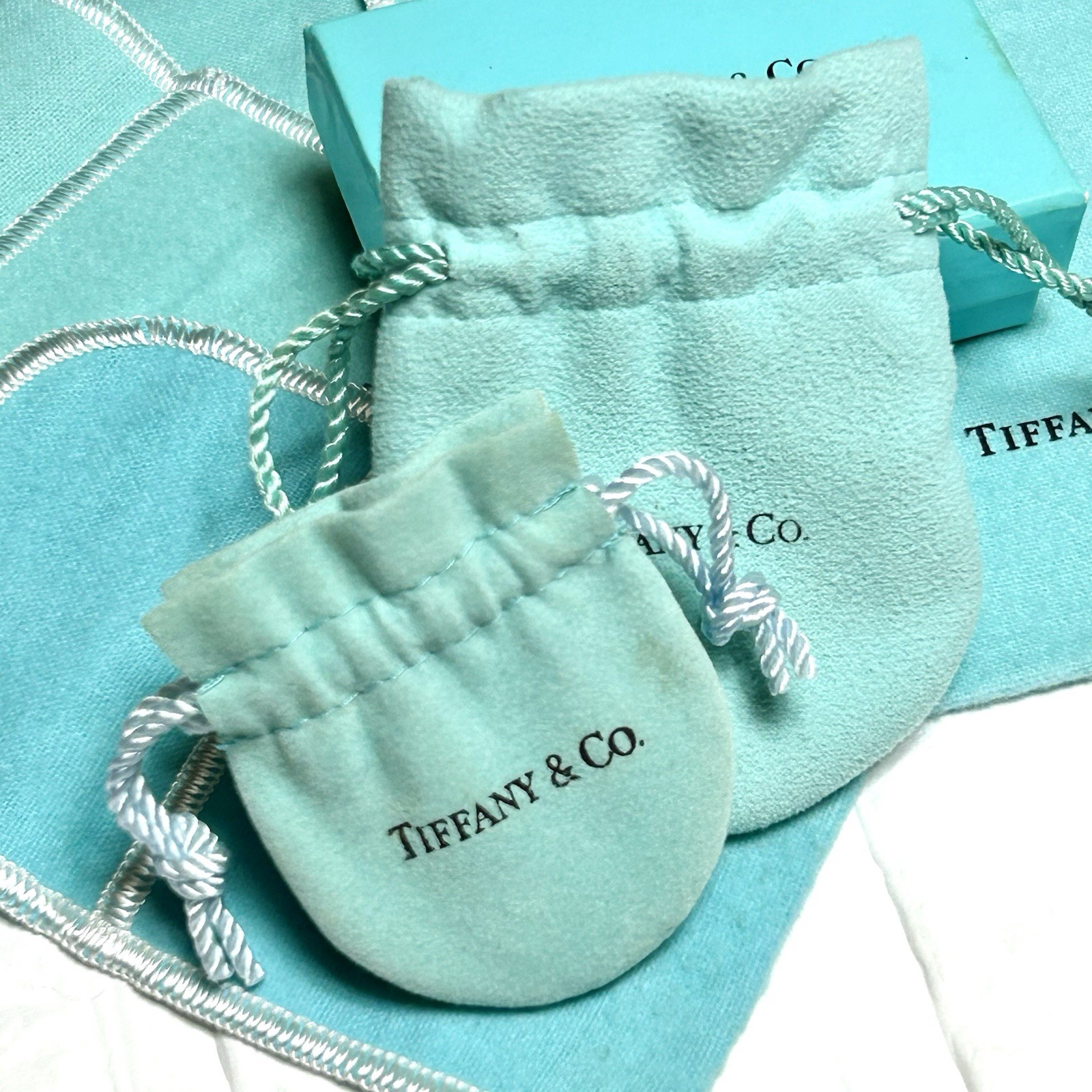Tiffany & Co. Authentic Jewelry Dust Bag & Small Empty Box Set