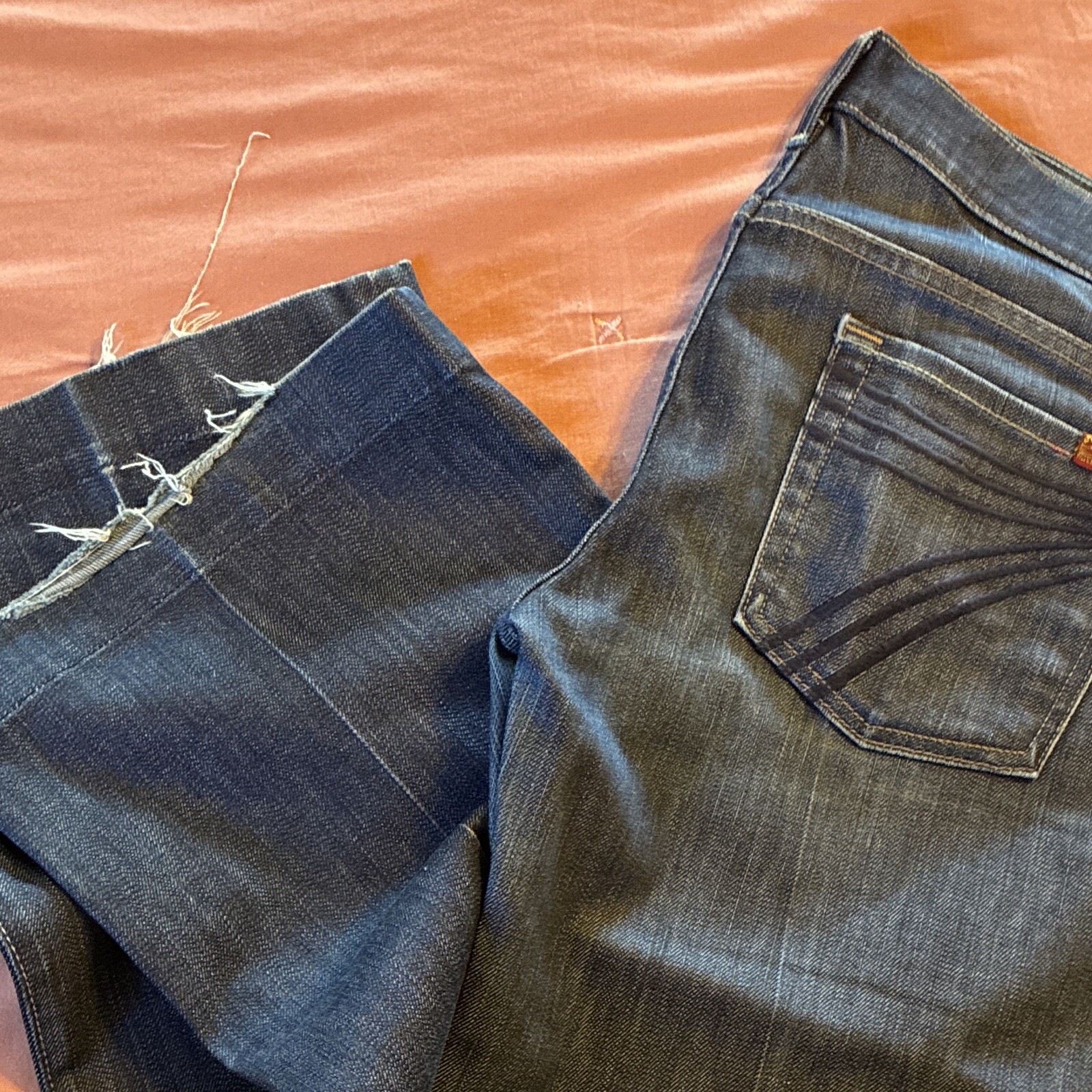 7 For All Mankind Women’s Dark Wash Blue Bootcut Denim Jeans 5-Pocket Logo S: 29