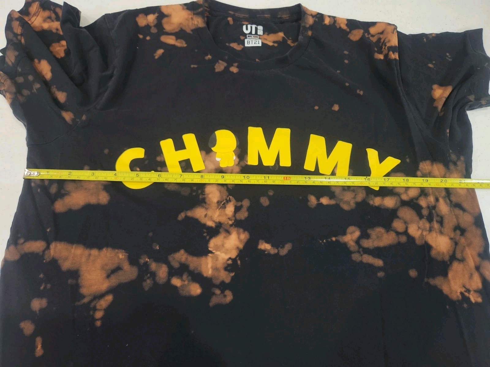 UT Uniqlo X BT21 Chimmy Park Jimin BTS Men’s Size L T-Shirt Bleach Tie Dye Used