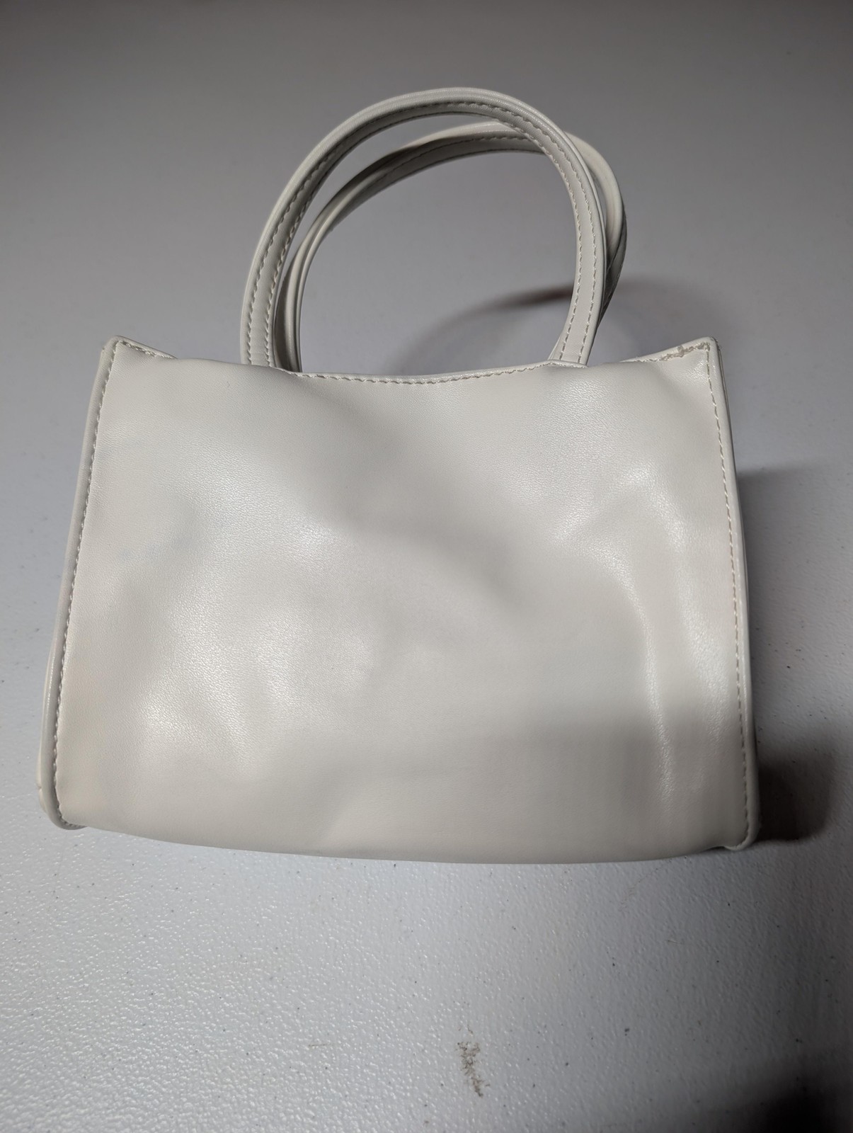 TELFAR Shopping Bag Womens Small White Vegan Leather Mini Tote Crossbody Logo