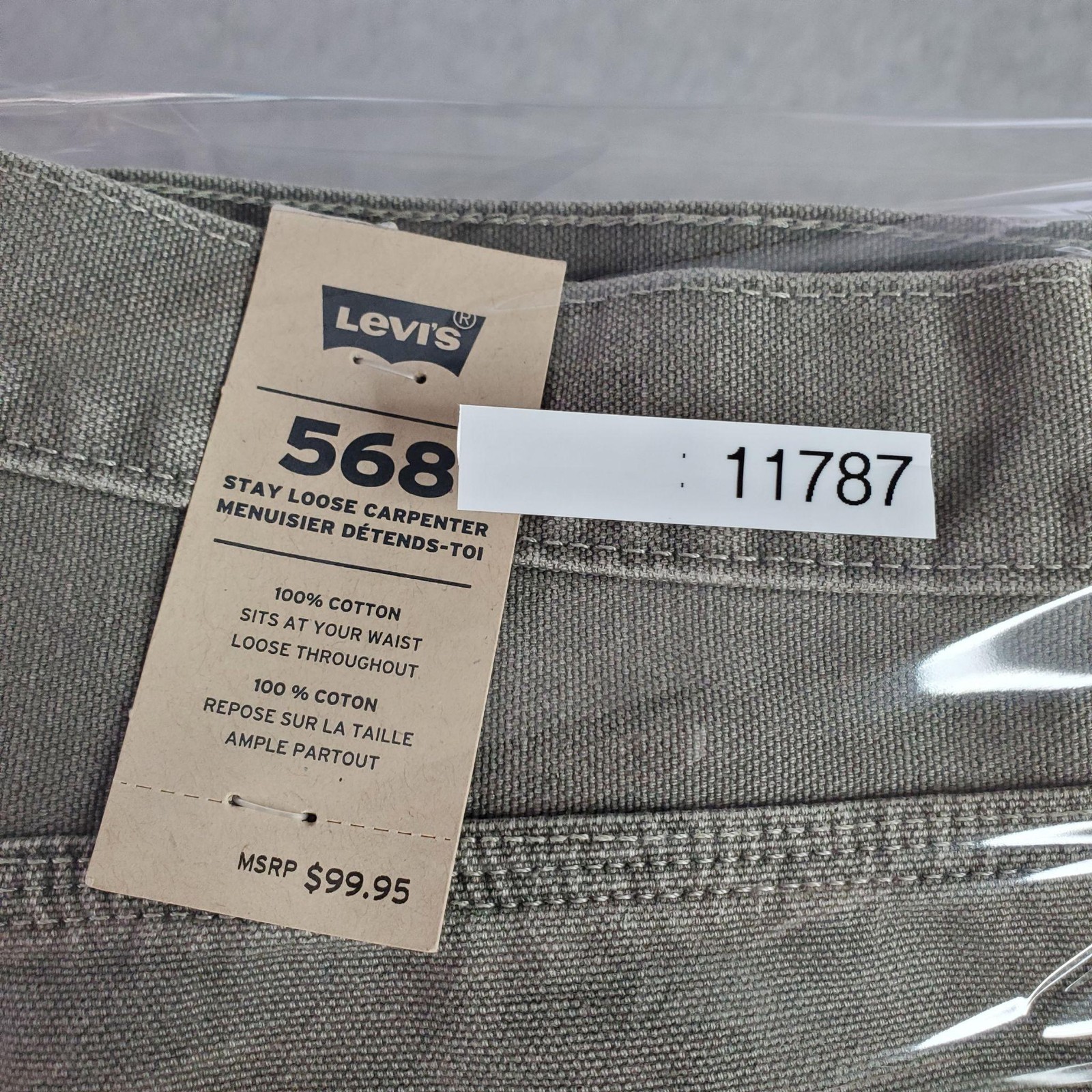 Levis 568 Stay Loose Carpenter Jeans FITS 29X30 tag sz 29×32 Gray Relaxed Canvas