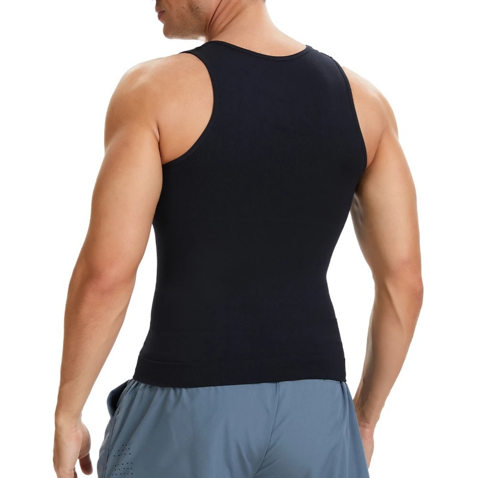 Mens Slimming Body Shaper Vest Moobs Chest Compression T-Shirt Tank Top Fitness