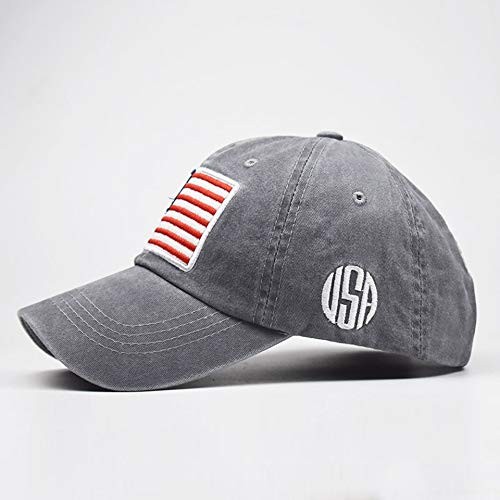 Men’s American-Flag Embroidered Washed Cotton Baseball-Cap Distressed Dad-Hat…