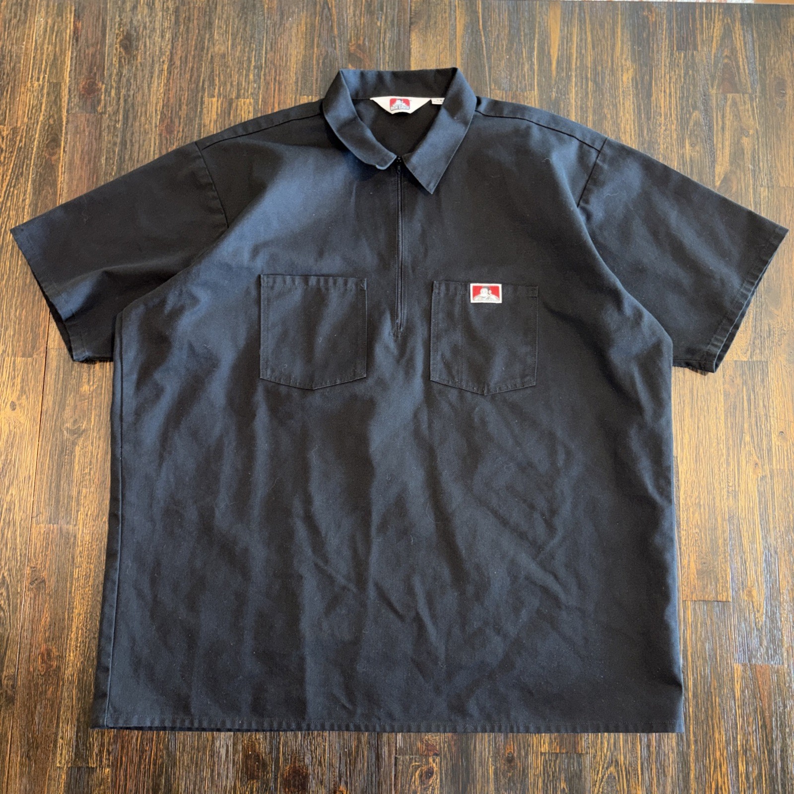 VTG Ben Davis 1/2 Zip Shirt Men’s Size 2XL Black Canvas Short Sleeve Made In USA