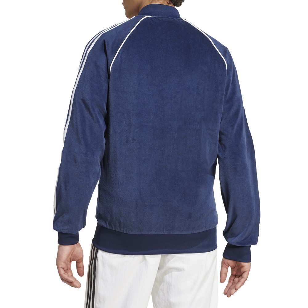 adidas Sst Adicolor Velour Full Zip Track Jacket Mens Blue Casual Athletic Outer
