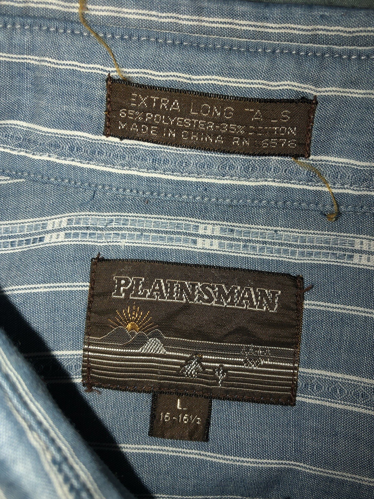 Plainsman Western Pearl Snap Extra Long Tails Large Shirt 16-16 1/2