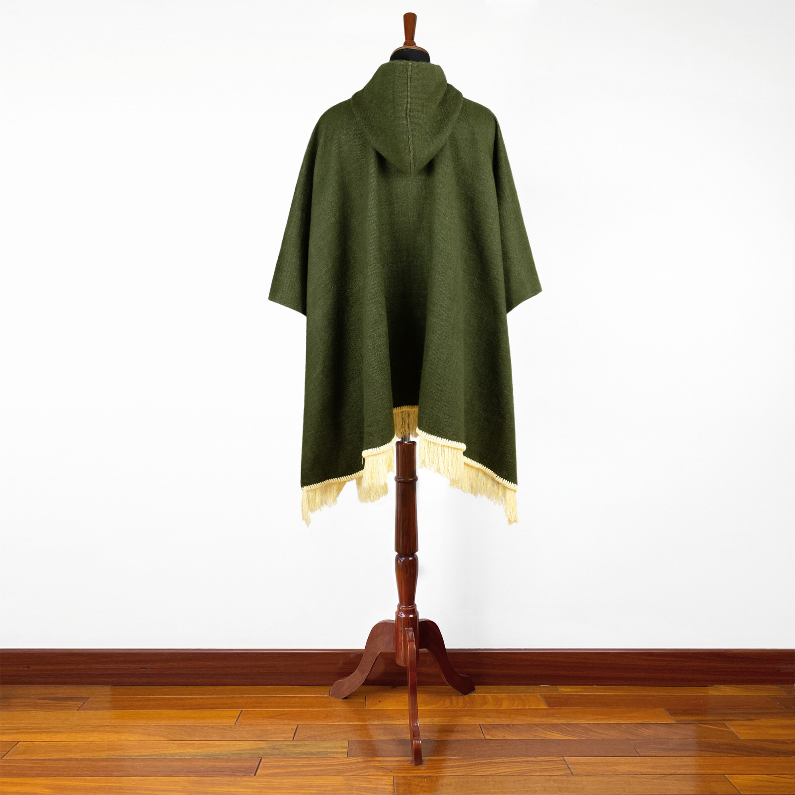 LUXURIOUS ALPACA BLEND PONCHO | HOODED | SOFT&WARM | UNISEX | SOLID OLIVE GREEN