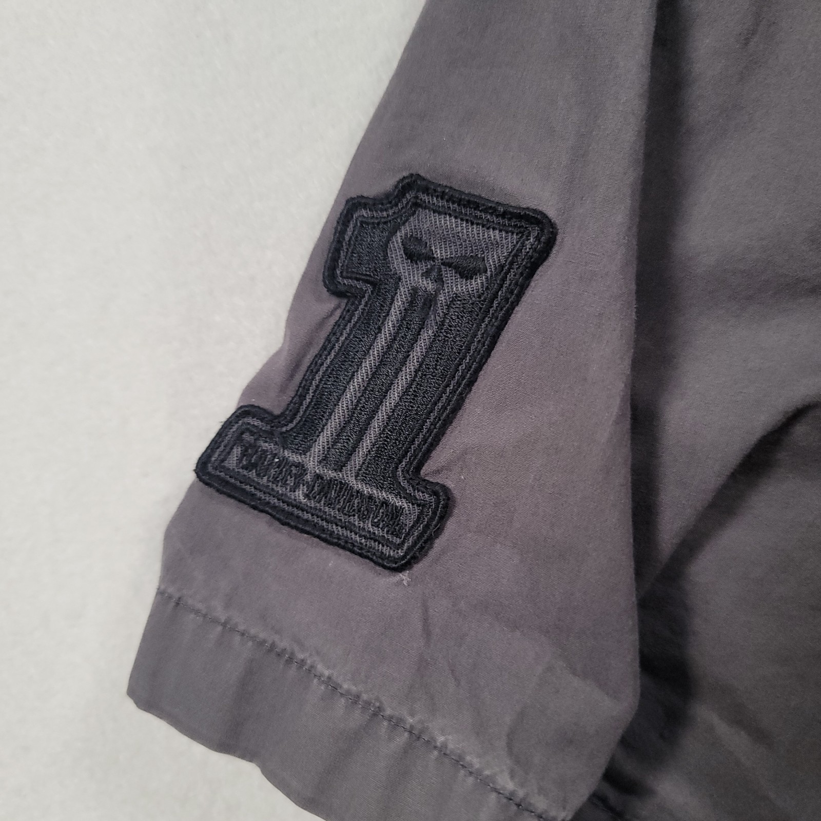 Harley Davidson H-DMC Shirt Mens Medium Gray Cotton Snap Front Biker