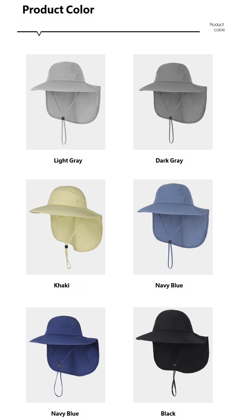 Wide Brim Baseball Sun Hats Cooling Neck Guard Cap for Hiking Fishing with Flap