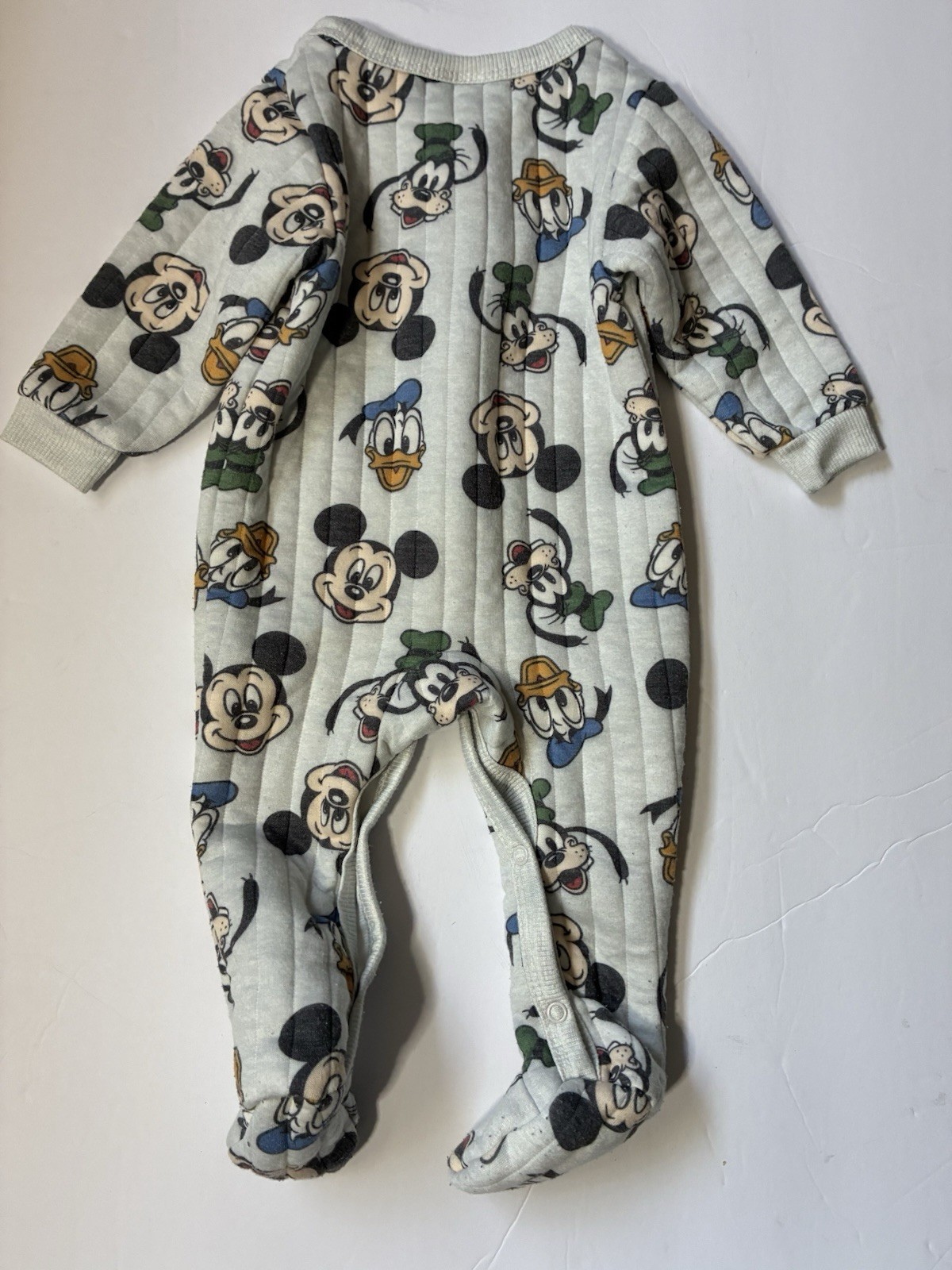 Disney Baby Mickey & Friends Gray Ribbed Footed Snap Coverall One-Piece 0-3M