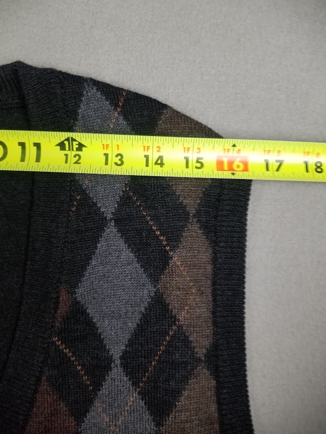 Tricots St Raphael Sweater Vest Men L Dark Gray Argyle Wool Button Front Preppy