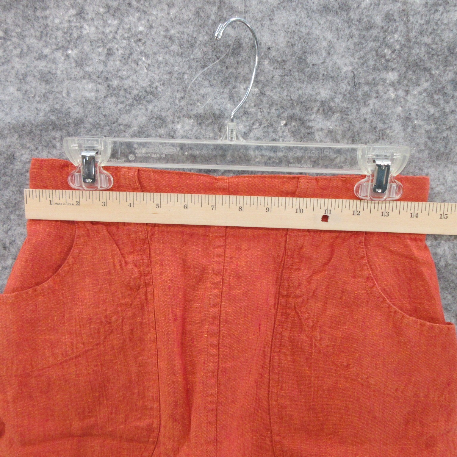 FLAX Designs Linen Skirt Small Solid Orange Maxi Pull-On Elastic Waistband New