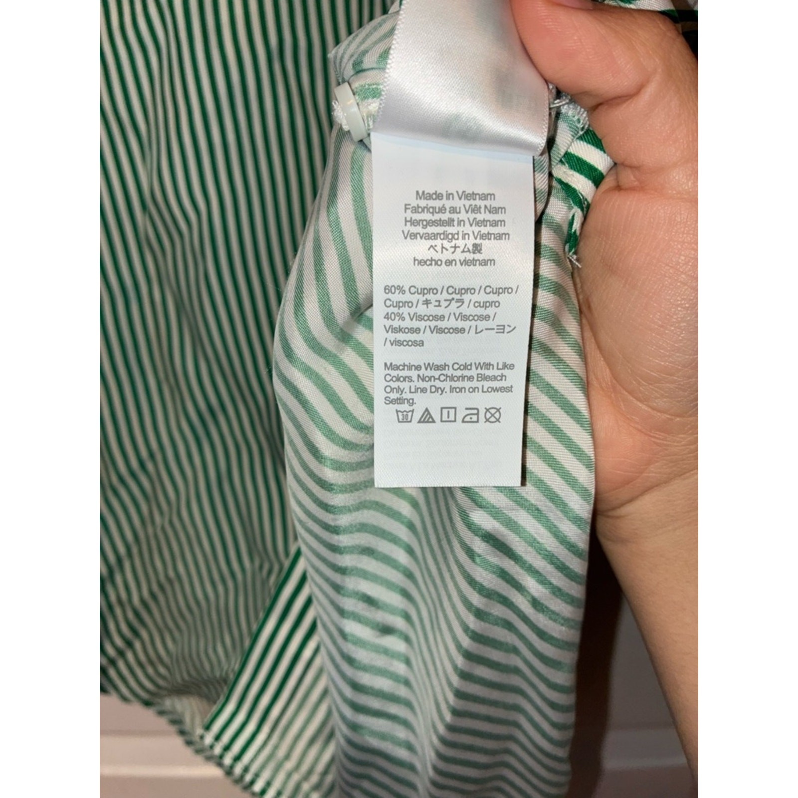 J.Crew cupro-blend ruffle-trim shirt in stripe button down Cottage Minimalist