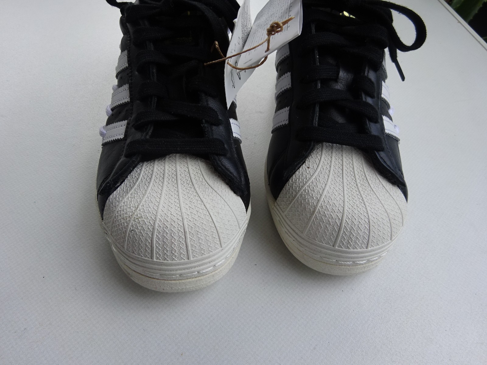 Adidas GX3419 stitched black white superstar trainers leather size 37 1/3 (UK4.5) new