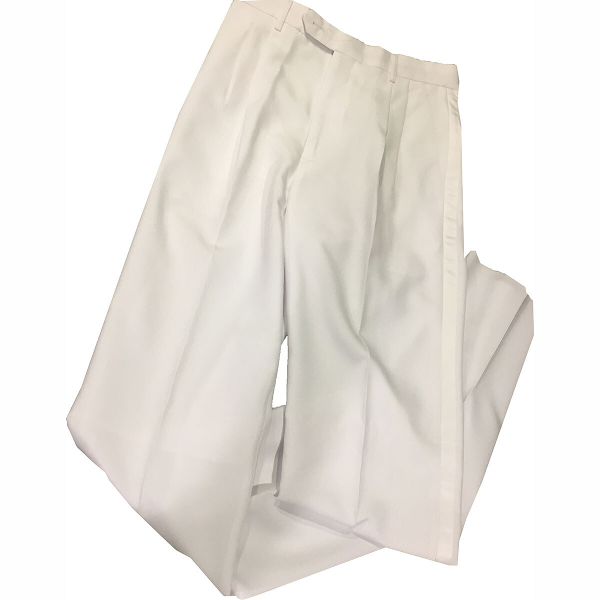 Mens White Polyester Adjustable Tuxedo Pants NEW