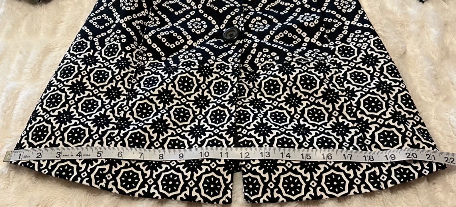 Women’s Multiples Black & White Buttoned Jacket Cotton Polyester Blend Size XS