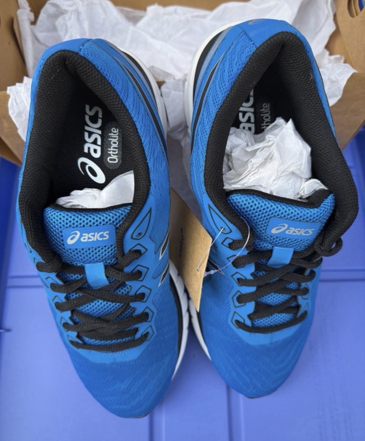 ASICS Men’s Blue/Black/White Low Top Lace Up Athletic Sneakers US 8