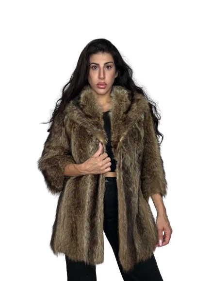 Vintage Brown Groundhog Fur Coat