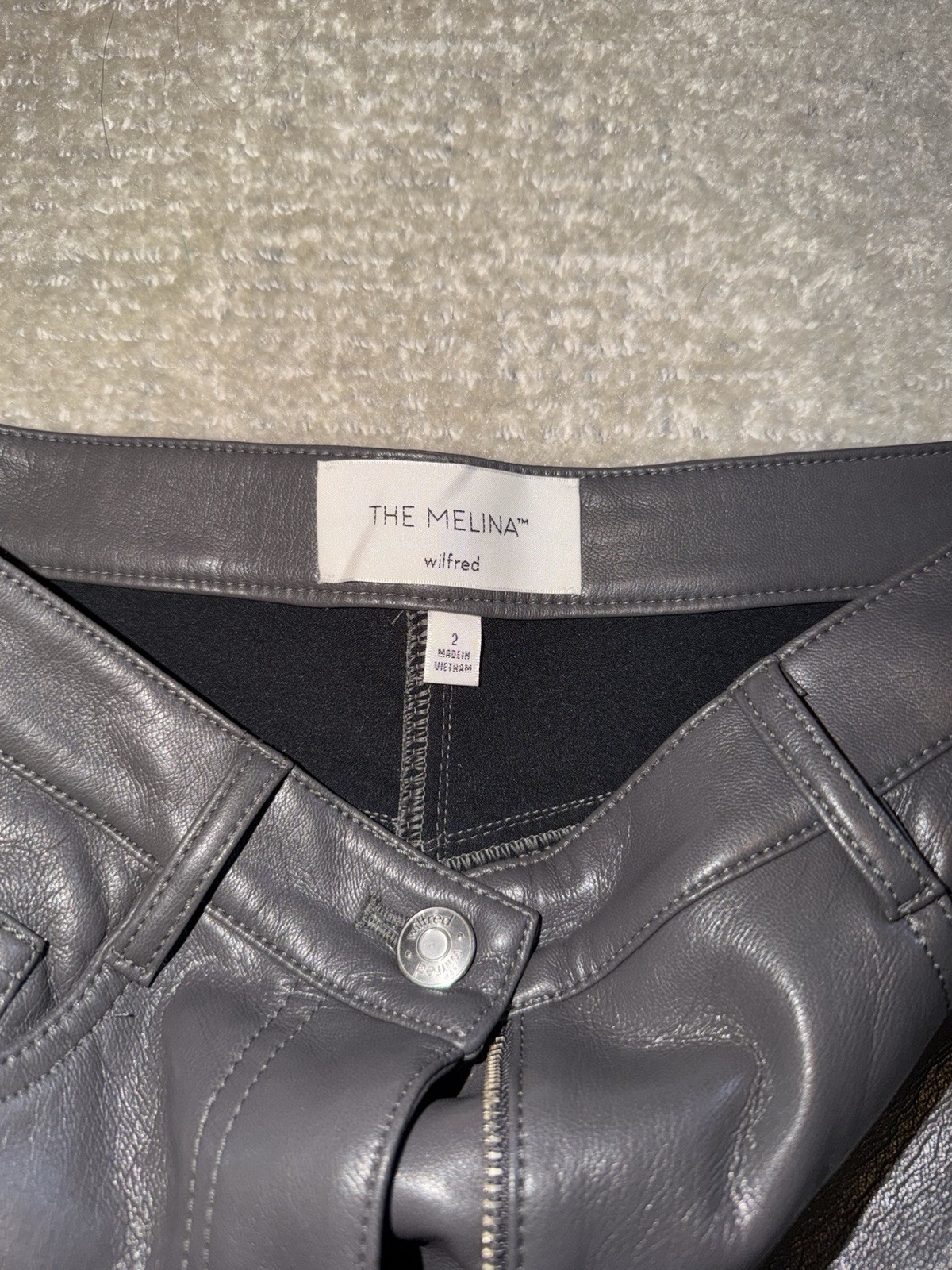 Aritzia WilfredFaux Leather High-Rise Straight-Leg Pants w/ Pockets – Gray | 2