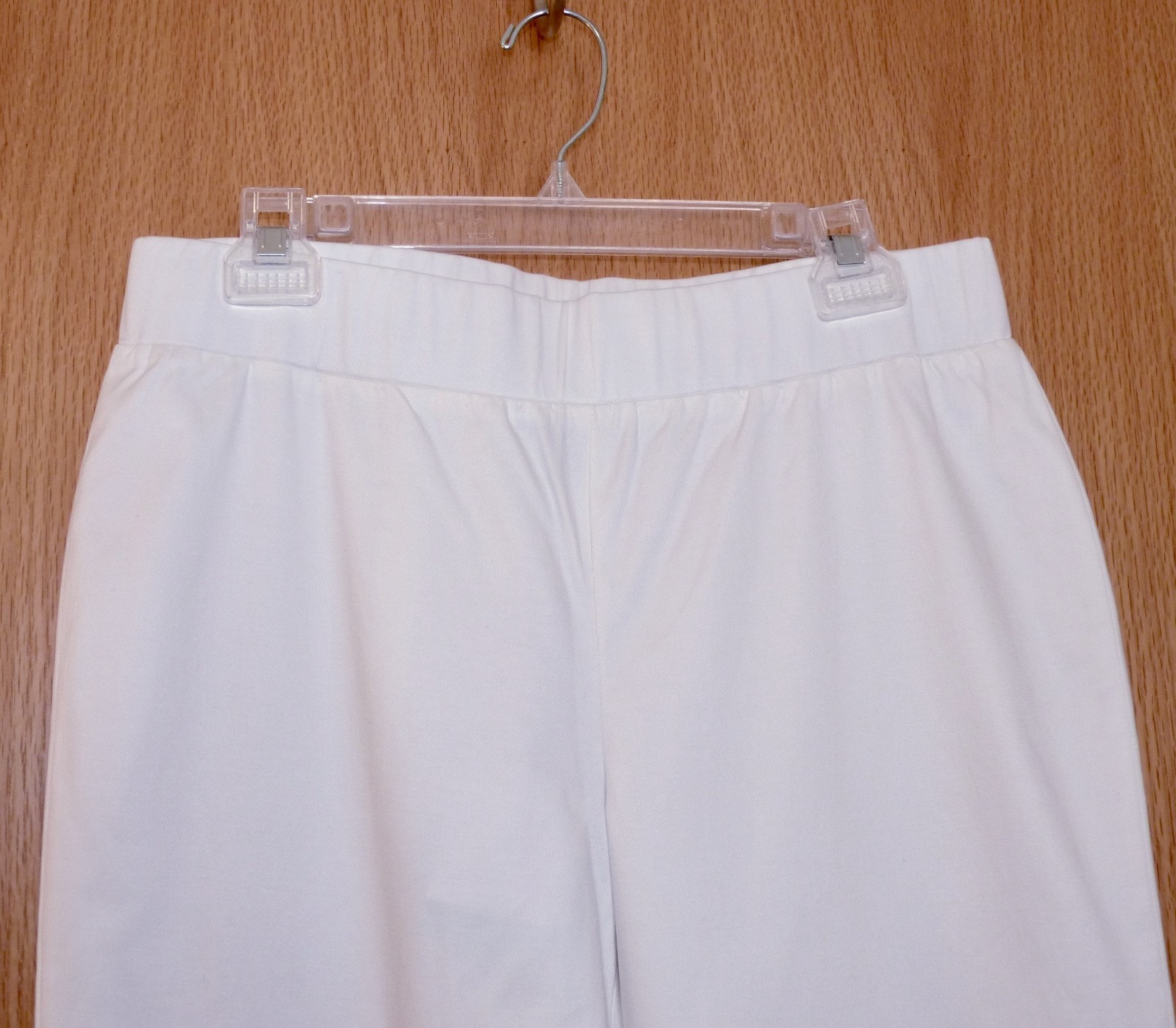 MING WANG White Twill Pants Stretch Waist S NWT!