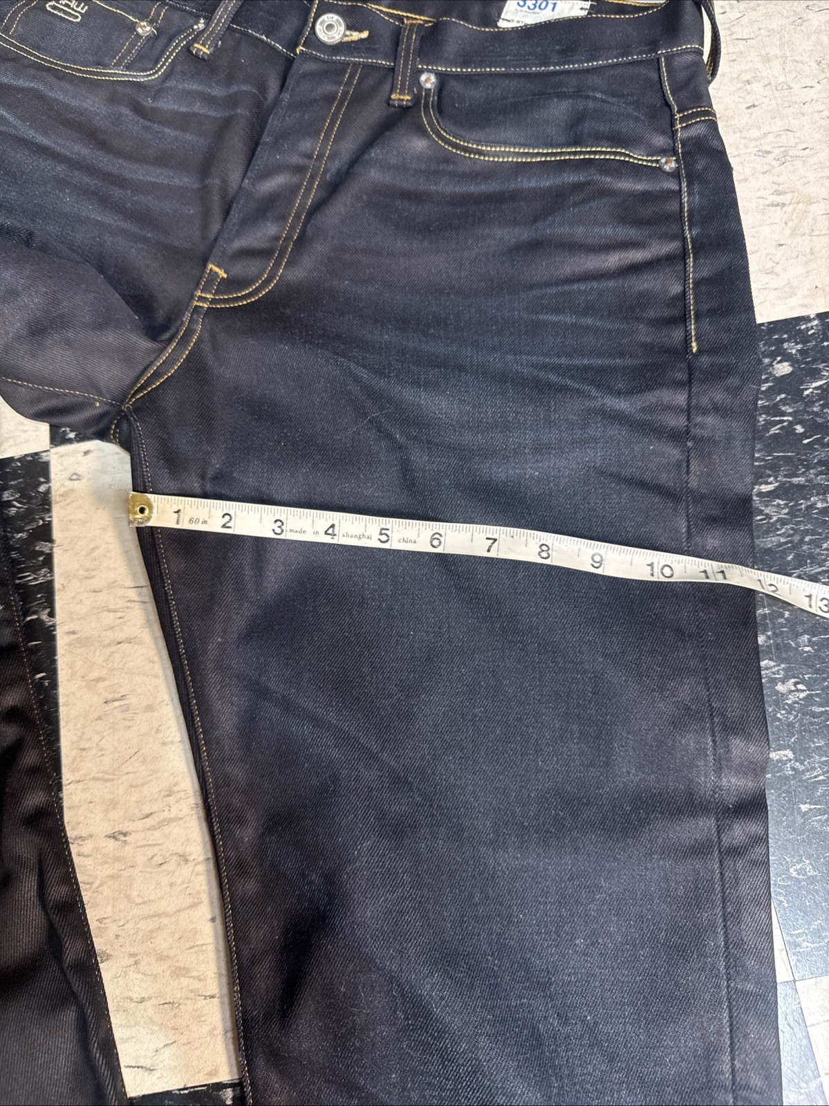 G Star Raw 3301 Straight Button Fly Dark Denim Blue Jeans Mens 34×34 Indigo EUC