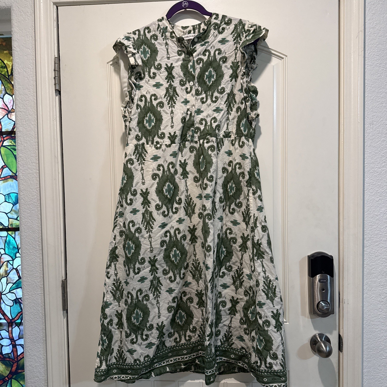 Harlow & Rose Bright Paisley Midi Sundress M Ruffle Cottage Prairie Missing Belt