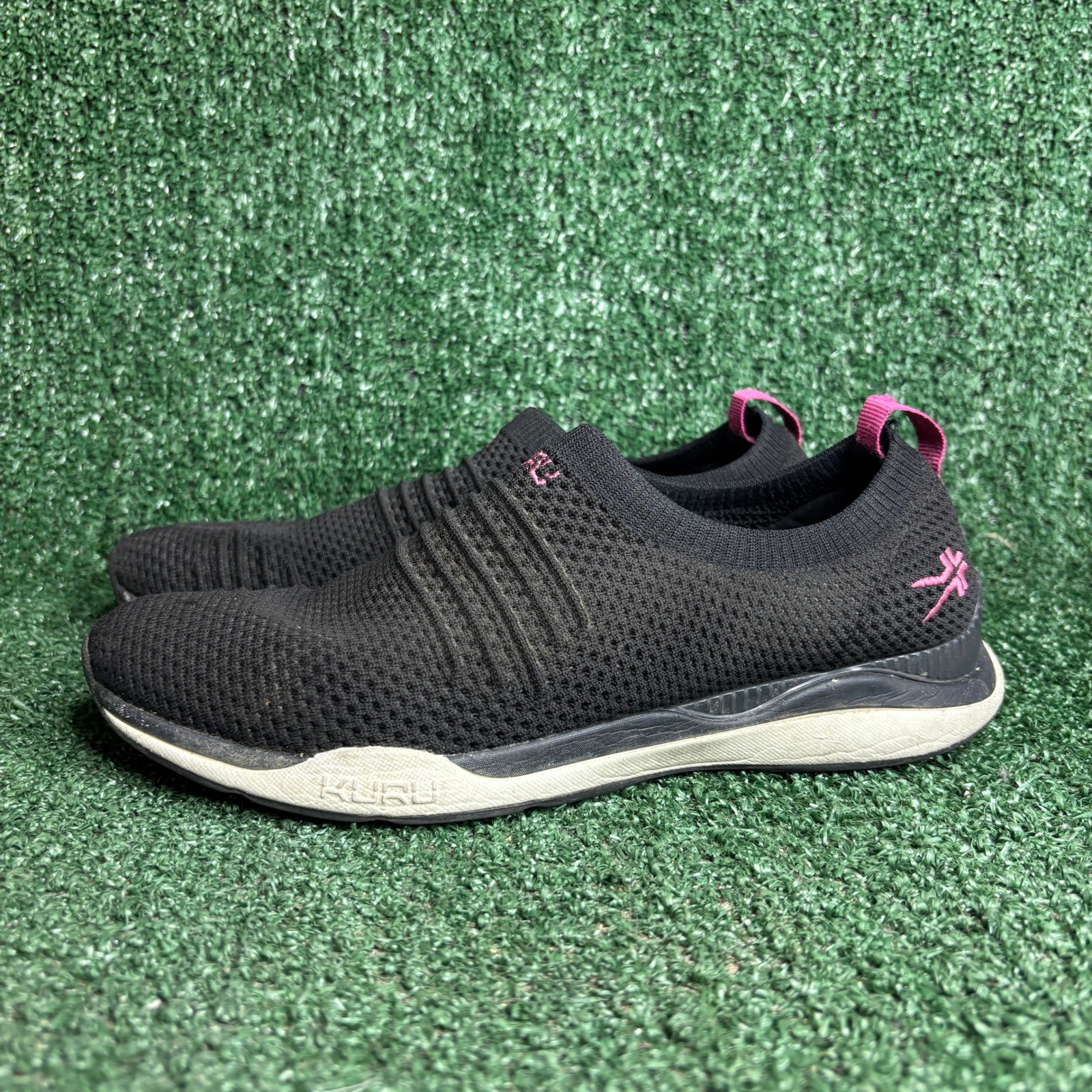 KURU Stride Orthopedic Slip On Knit Breathable Walking Sneaker Black Womens 8.5