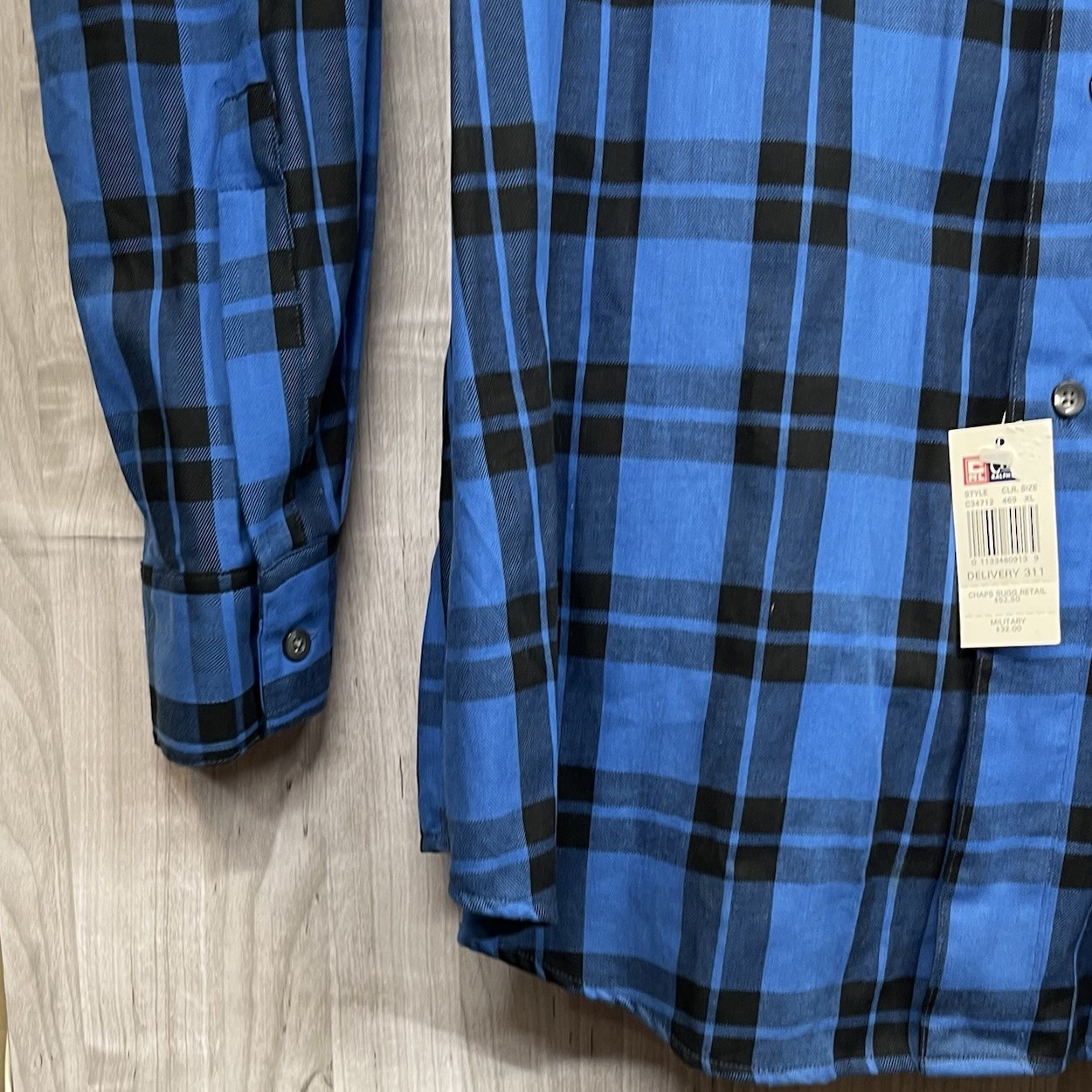 Chaps Ralph Lauren Plaid Shirt Blue Flannel Tartan Cotton Button Up XL