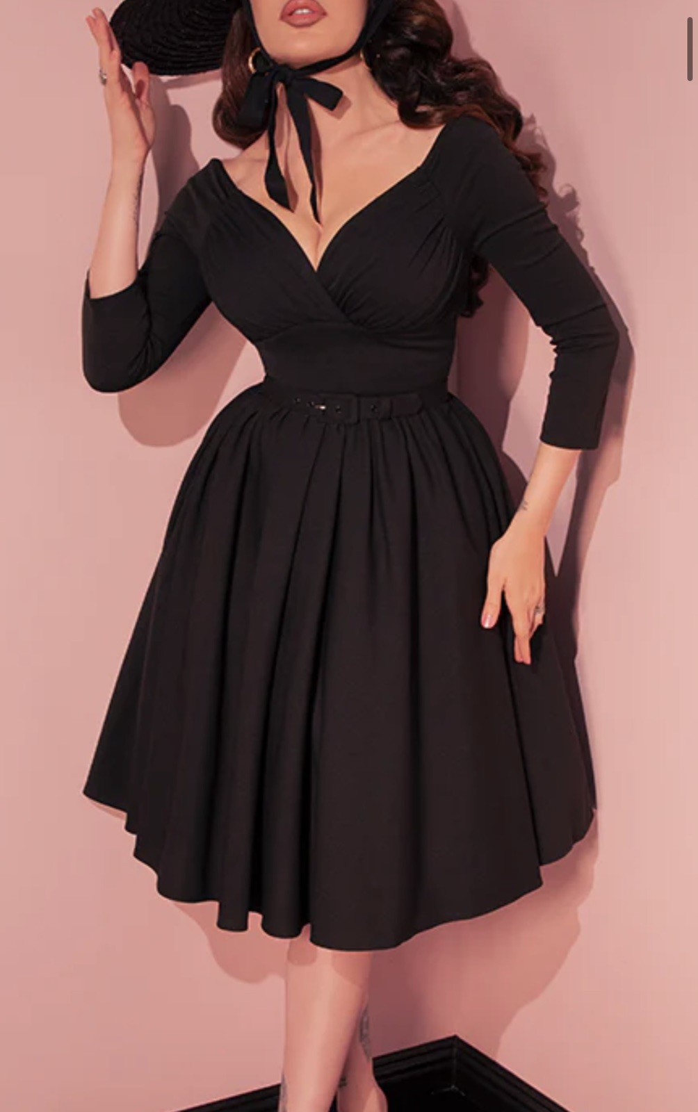 Vixen by Micheline Pitt Starlet Swing Dress Pinup Rockabilly Black XS