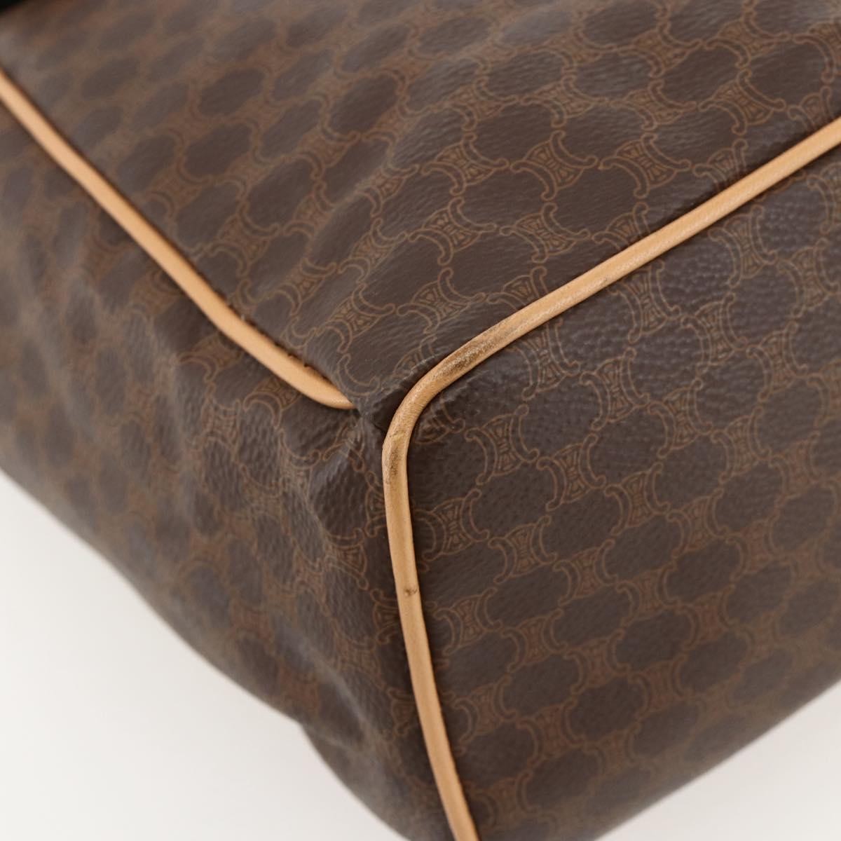 CELINE Macadam Canvas Backpack PVC Leather Brown Gold Auth am11330A
