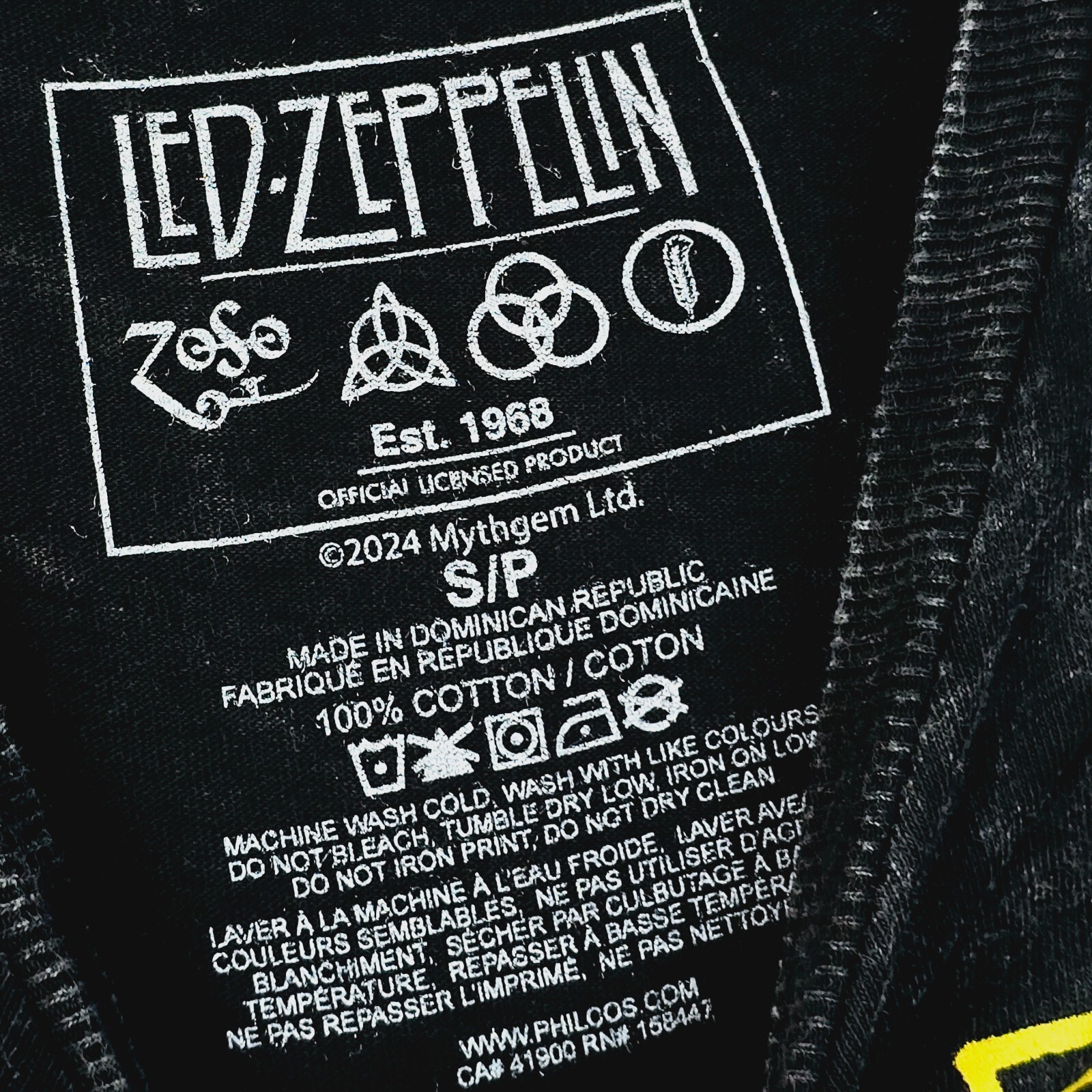Led Zeppelin Mens Shirt SMALL Black BLEACH DYE JIMMY PAGE ROBERT PLANT NWT