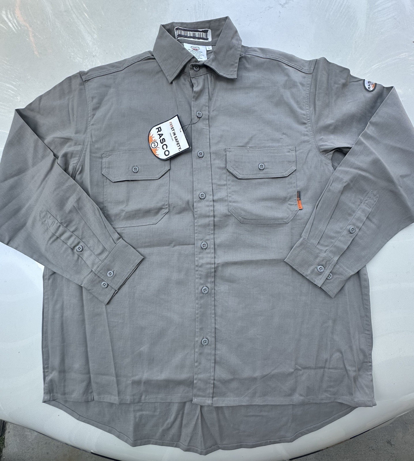 Lot Of 2 Rasco FR CAT 2 Lightweight Cotton Shirts Large Regular Light Gray
