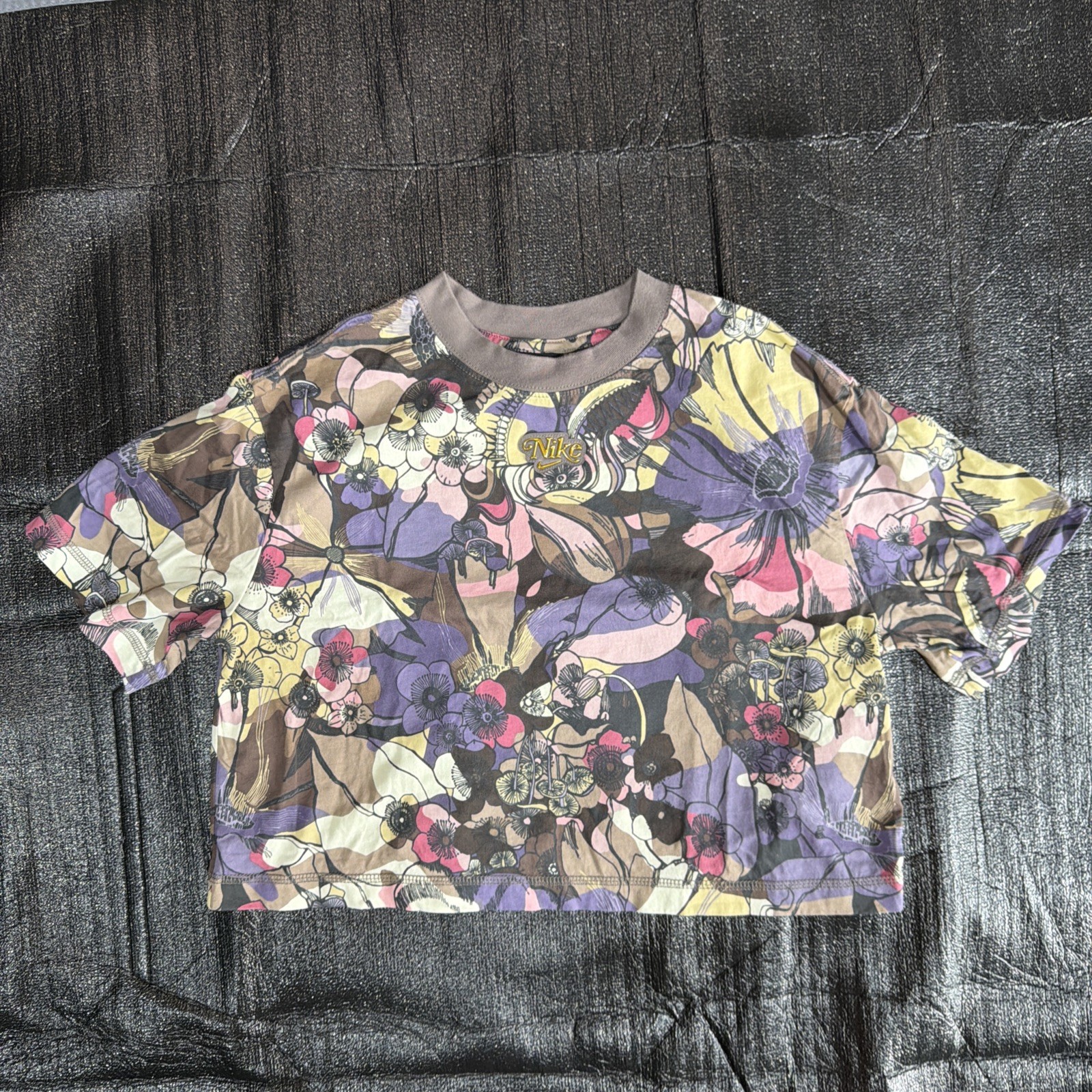 Nike Top Womens Size S Tee Shirt Sportswear Femme Multicolor Floral Print Crop