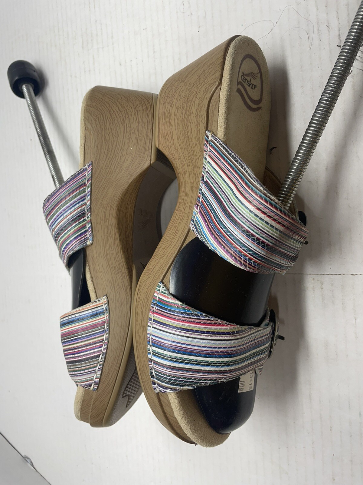 Dansko Sophie Multi Stripe Leather Buckle Clog Sandals Size 41 = US Size 10.5/11